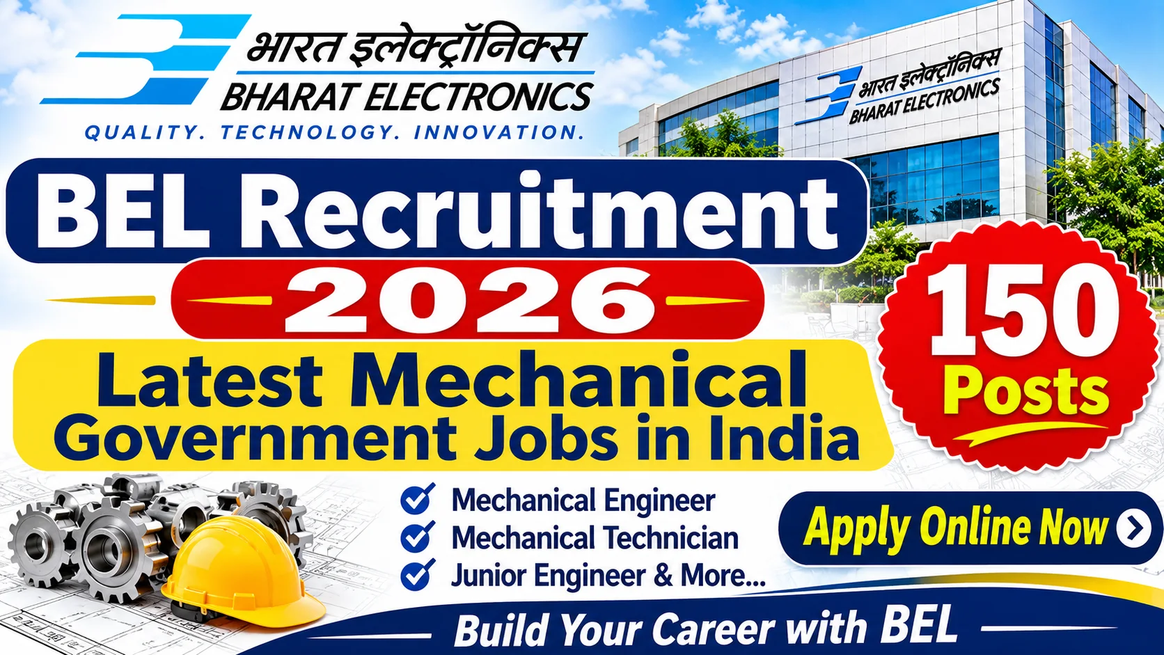 BEL Recruitment 2026 Latest Mechanical Government  Jobs in India - Photo 1