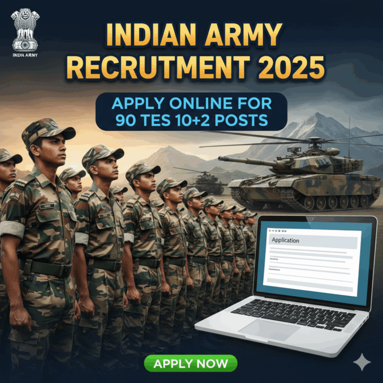 Indian Army Recruitment 2025 Apply Online for 90 TES 10+2 Posts